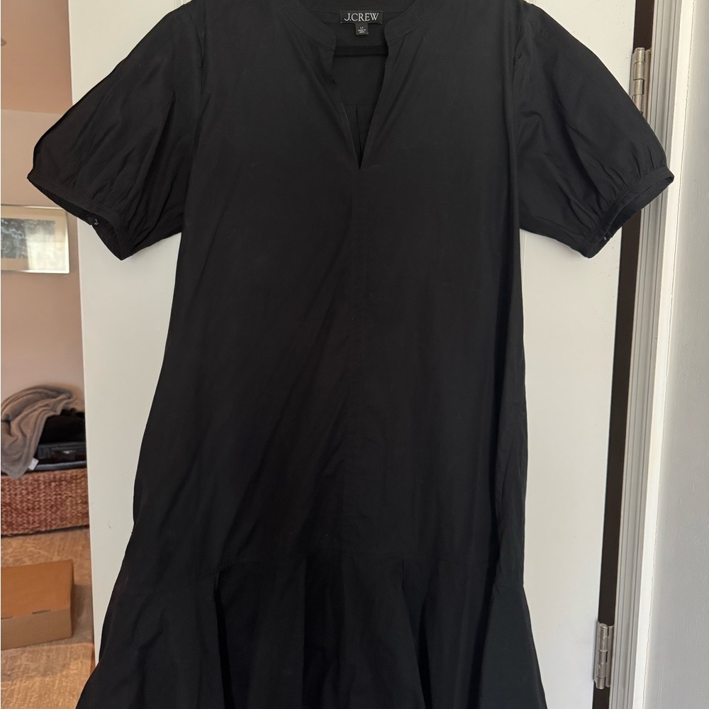 J.Crew Black Large Tall Short-Sleeve V-Neck Dress